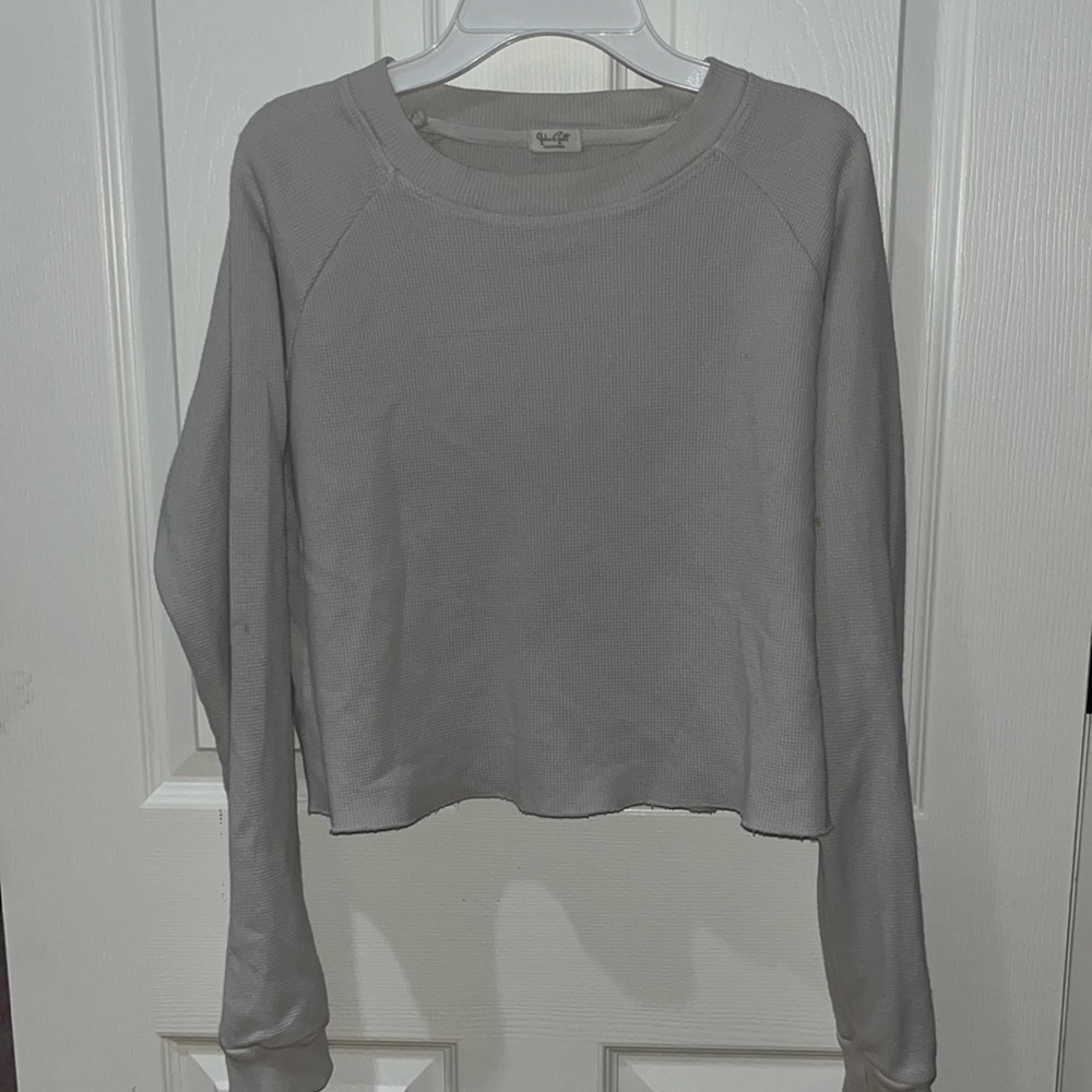 Brandy Melville, John Galt. Cream/taupe waffle long sleeve